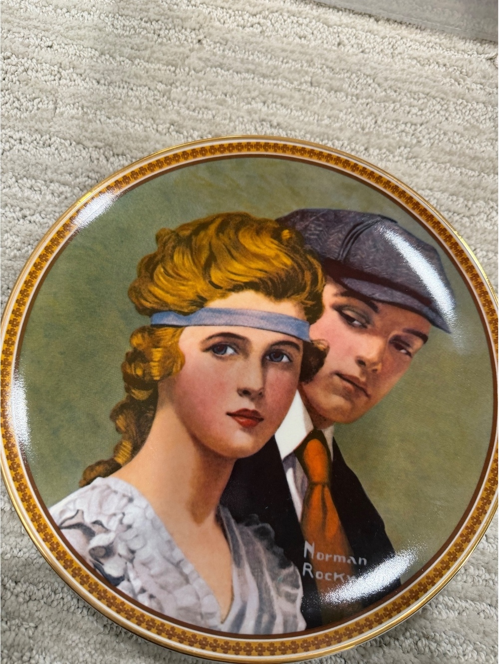 Norman Rockwell Knowles collector plate portrait of young couple